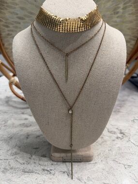 Gold-Tone Layered Bar Y Necklace Set - Women Jewelry